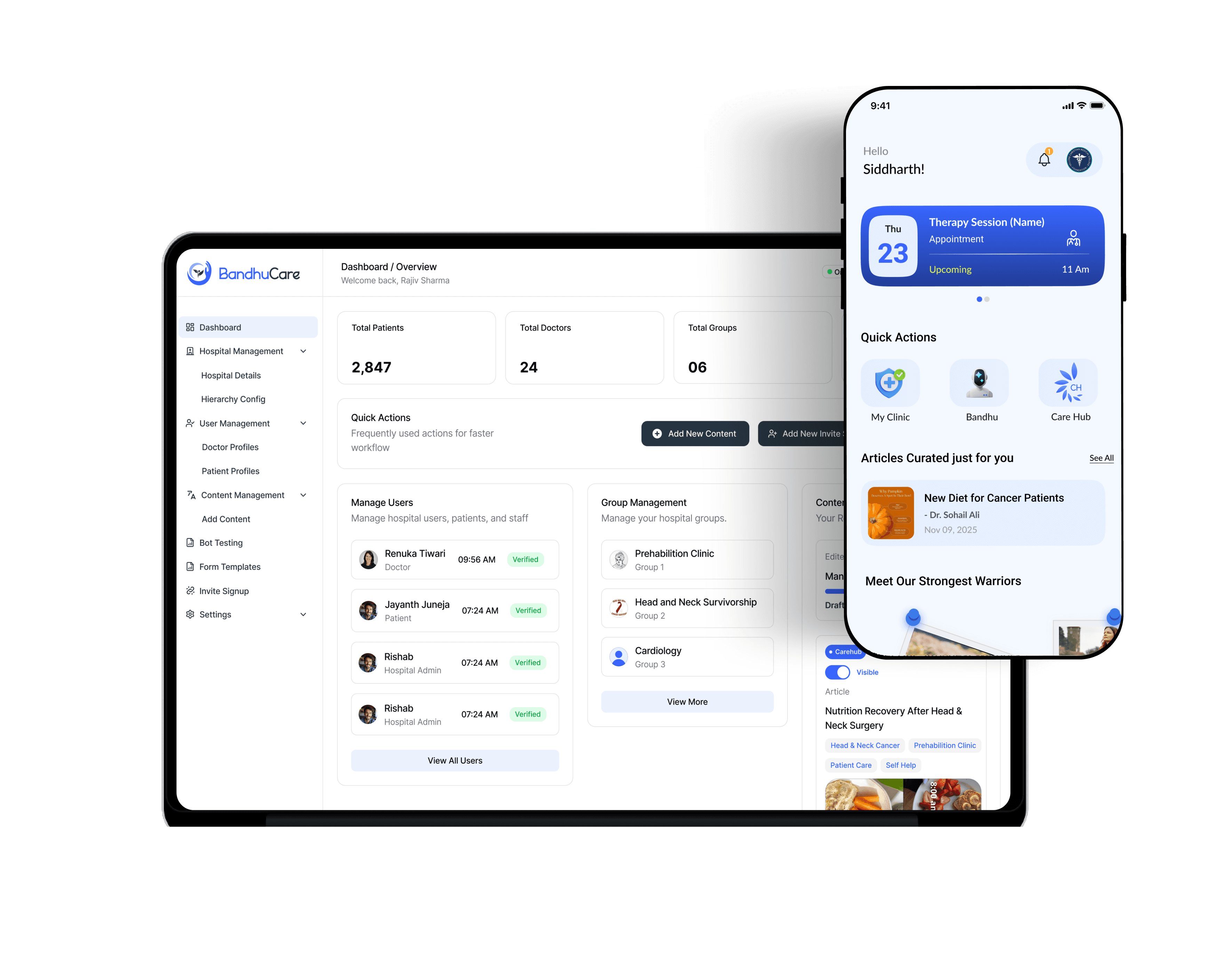 BandhuCare on tablet and mobile