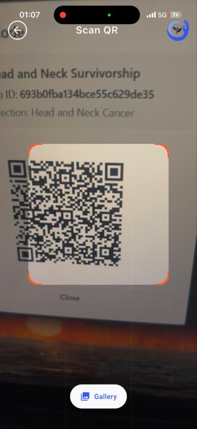 Scan QR code camera screen