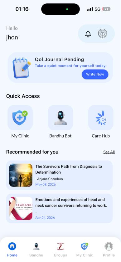 BandhuCare home screen