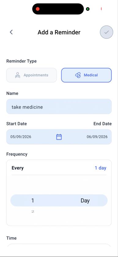 Add Reminder screen