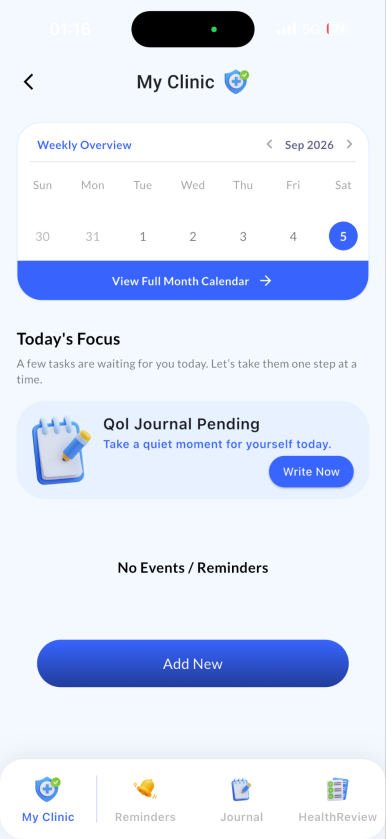 Health Review screen