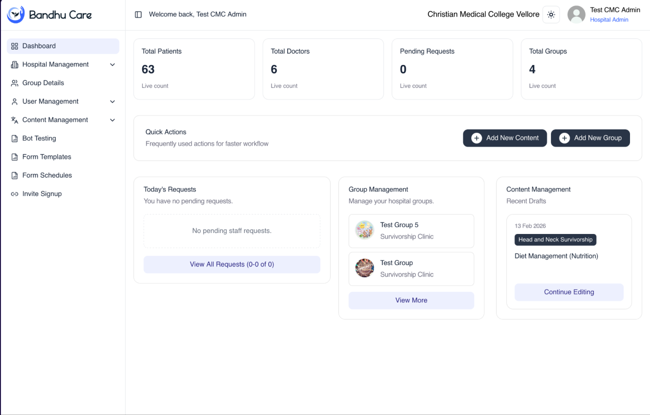 Admin Portal dashboard